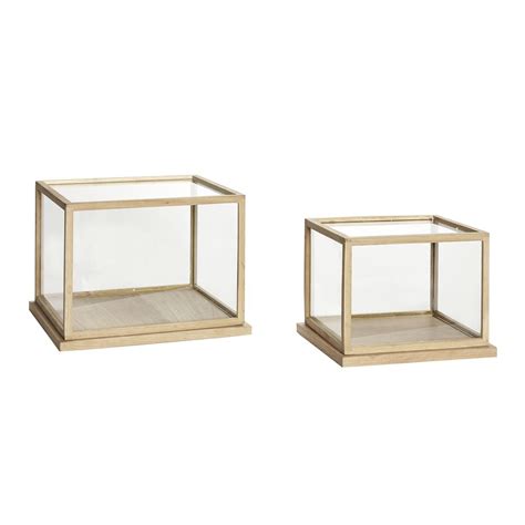 Kasalinea vitrine blanc laqué mat et couleur bois marceau. Vitrine bois et verre lot de 2 HUBSCH : www.groupdeco.fr ...