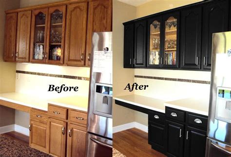 Kitchen cabinet refacing before and after. Refinished Oak Cabinets Before And After | Zef Jam