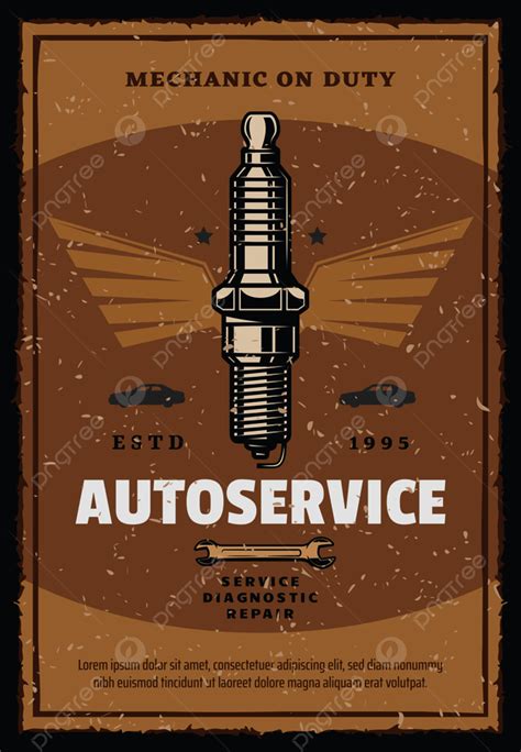 Car Auto Service Vintage Poster For Automobile Spare Parts Shop Or