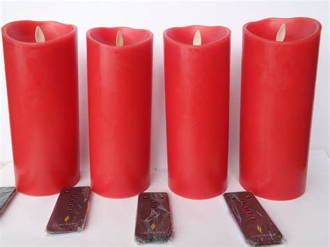 9 Red Flameless Candles Set Of 4 W Remotes Candles Red Candles
