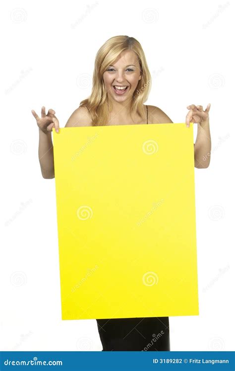 Woman With Empty Sign Stock Photo Image Of Casual Hold