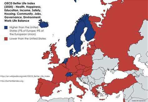 Usa Compared To Europe According To Oecds Better Life Index 2020