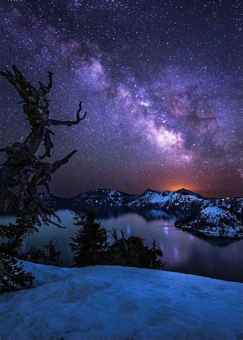 Milky Way Over Crater Lake Or Crater Lake Oregon Crater Lake