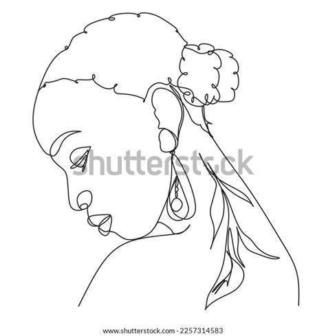 Line Art Black Woman Face Drawing Stock Vector Royalty Free