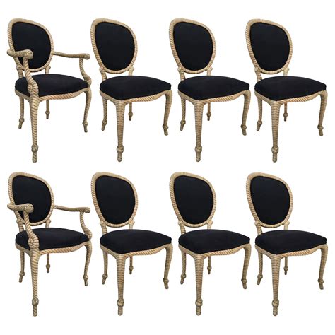 Set Of Six Vintage Carved Rope Dining Chairs At 1stdibs