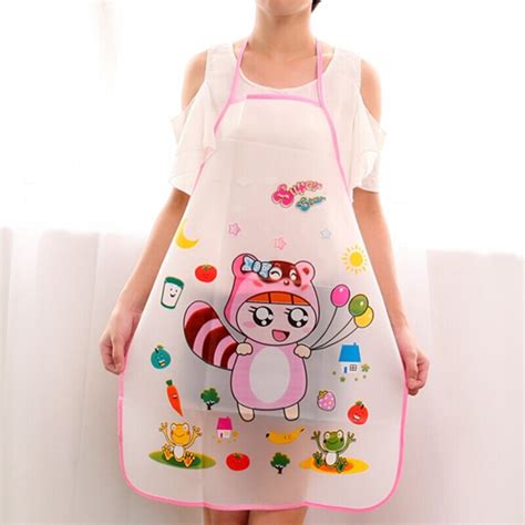 Lovely Cartoon Apron Sleeveless Waterproof Waist Bib Creative Women