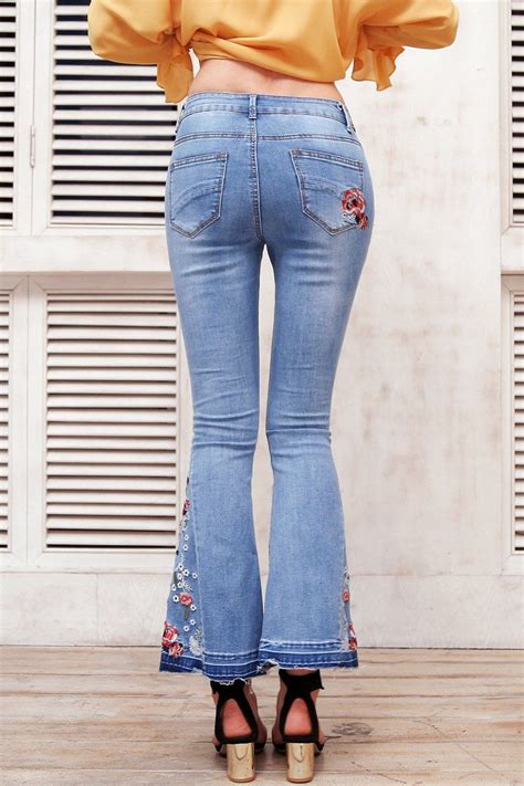 Check spelling or type a new query. Floral Peace Embroidered Flare Jeans | Cute Bohemian ...