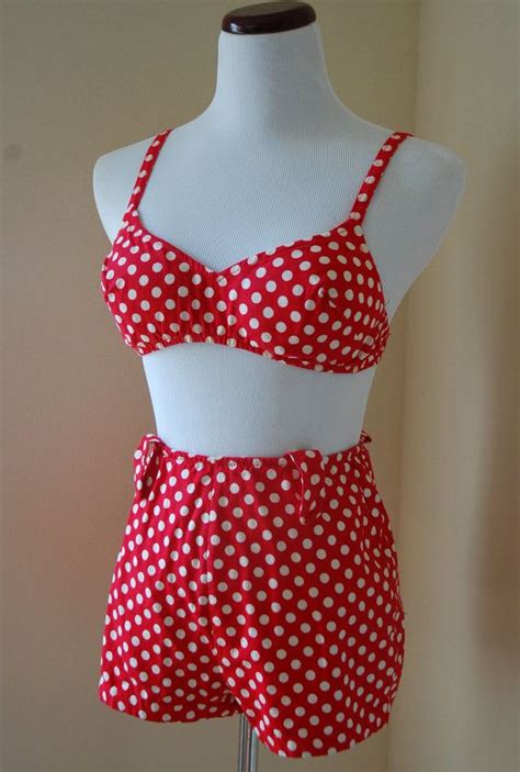 Reserved 1950s Red Polka Dot Bikiniplaysuit The Cherry Bomb Etsy