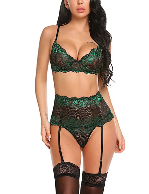 avidlove women lingerie set with garter belts sexy bra and panty underwire lingerie sets（no