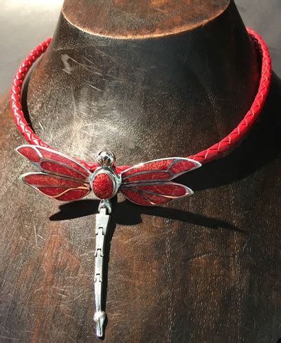 Red Coral Dragonfly Necklace Jaroo