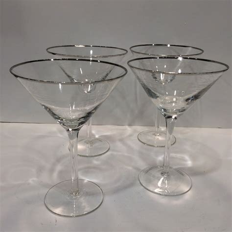 Contemporary Design Silver Rim Martini Glasses Set Of 4 Chairish