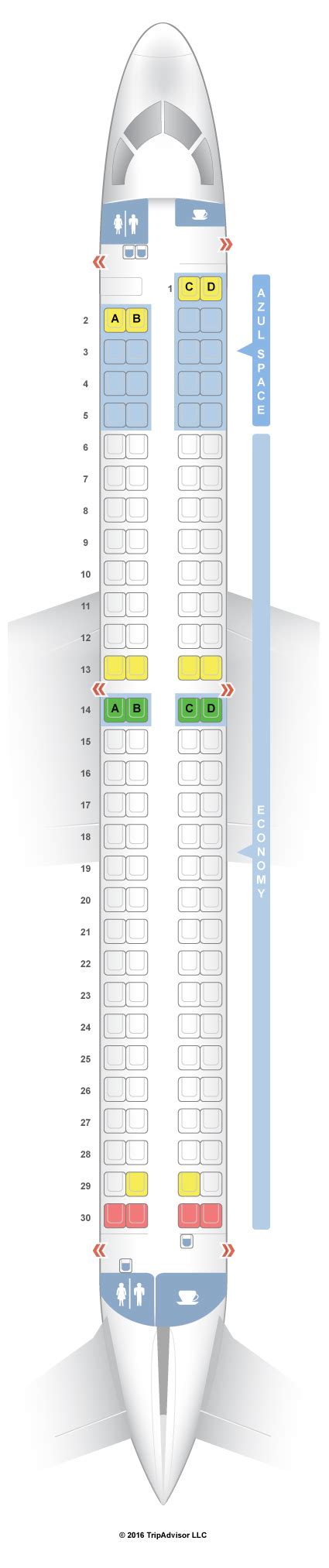 Seatguru Seat Map Azul Embraer E 195 E95