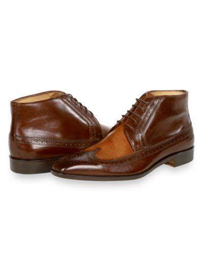 Italian Leather Two Tone Wingtip Lace Up Boot From Paul Fredrick