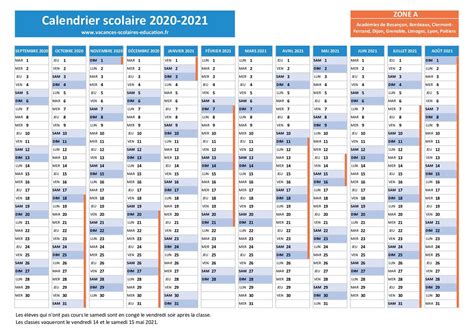 Calendrier de 2021 pour les 1er et 2e semestres à télécharger, à imprimer gratuitement avec les jours fériés, les vacances scolaires ou simplement vierge, au format jpeg, pdf et excel. ZONE A : Vacances scolaires 2020-2021 - Calendrier et ...