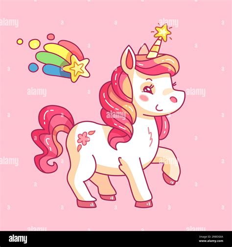 Cute Fairy Unicorn Cartoon Rainbow Pony Funny Fairytale Mythology
