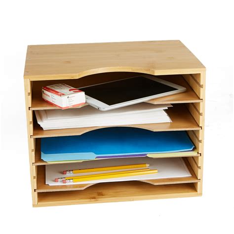 Mind Reader Vertical 4 Tier File Organizer Box With Adjustable Shelves