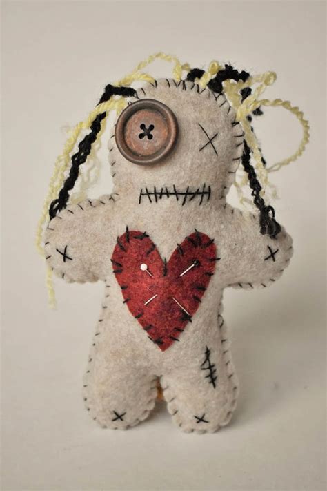voodoo doll with long hair voo doo doll handmade felt voodoo etsy