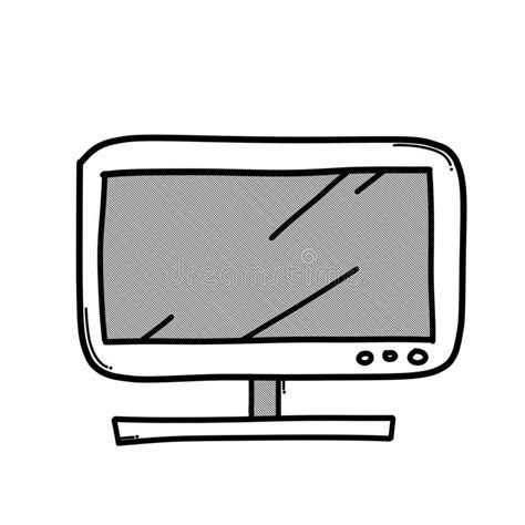 Monitor With Key Doodle Vector Icon Drawing Sketch Illustration Hand