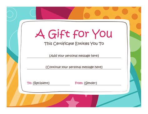 Printable Gift Certificates Templates Free Templates Example