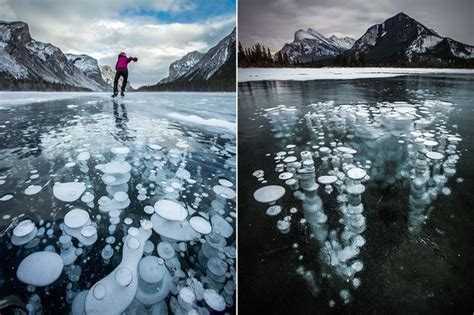 Bubble Vision Ice Glitters Like Diamonds In Beautiful Natural Lake