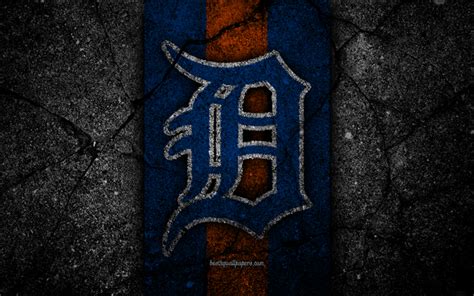 Download Wallpapers 4k Detroit Tigers Logo Mlb Baseball Usa Black