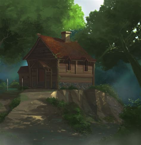 Forest House 정언 이 Forest House Fantasy Cabin Scenery Background