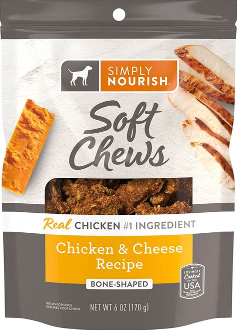 SIMPLY NOURISH Soft Chews Chicken & Cheese Dog Treats, 6-oz bag - Chewy.com