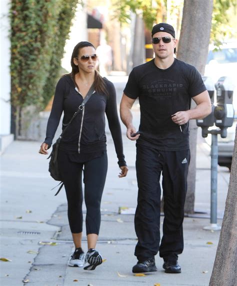 Matt damon, luciana barroso, luke hemsworth & samantha hemsworth. Luciana Barroso & Matt Damon - Leaving Their Gym in Los ...