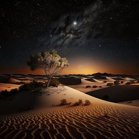 Desert Starry Night Fictional Desert Landscapes Created In High