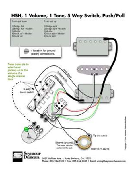 Easy to read wiring diagrams for guitars and basses with 3 pickups. Reference HSH w/ coil split and tone wiring options diagram | Fender Stratocaster Guitar Forum
