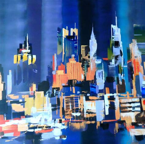 New York City Skyline Abstract Painting By Eraclis Aristidou