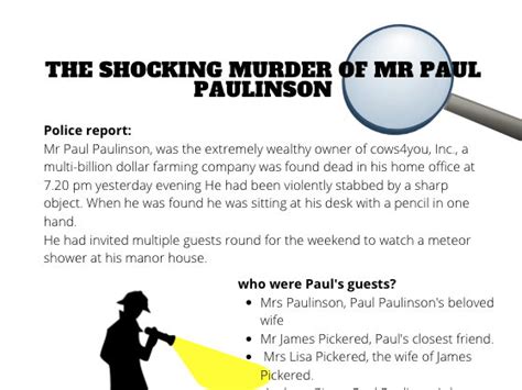 Murder Mystery Worksheet Teaching Resources