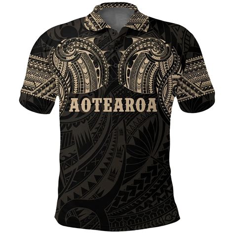 Aotearoa Maori Tattoo Golden Polo T Shirt K4 Love New Zealand