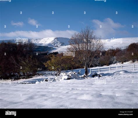 Glencree Co Wicklow Ireland View Of A Snowy Landscape Stock Photo