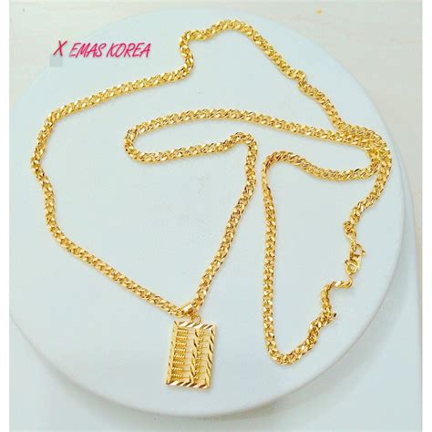 Rantai leher emas korea 24k emas bangkok pintal perempuan lelaki kanak kanak macam emas original 916. Set Rantai leher kikir +pendant Abcus EMAS KOREA Jewellery ...