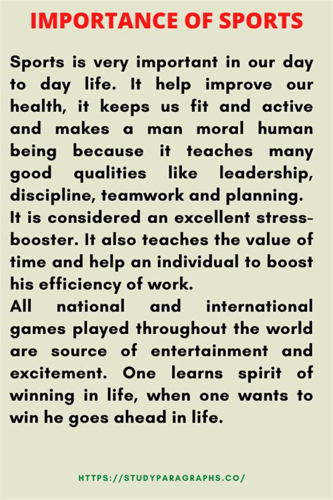 Importance Of Sports Paragraph Writing Example For Students