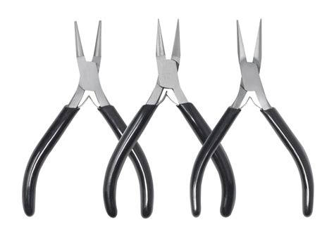 3 Piece Stainless Steel Pliers Set Round Flat And Chain Nose Plr