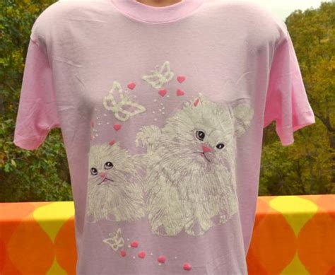 Vintage 80s Cats Kittens Pink Hearts Love T Shirt Kawaii Cat Defunkd