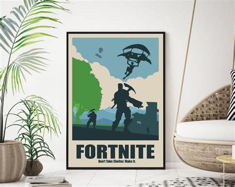 Fortnite Framed Wall Art Print Gaming Poster Kids T Etsy Gaming