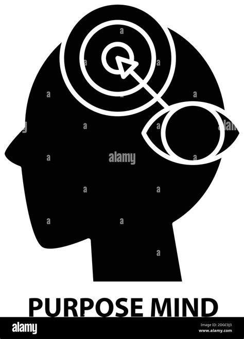 Purpose Mind Icon Black Vector Sign With Editable Strokes Concept