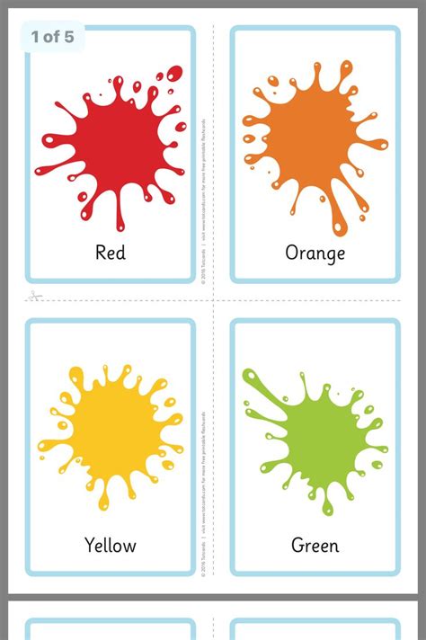 12 Coloring For Kids Cards Flash Printable Colors Toddlers Flashcards