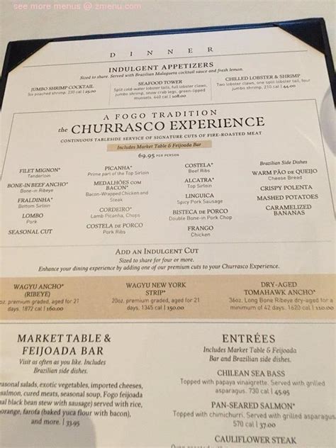 Online Menu Of Fogo De Ch O Brazilian Steakhouse Restaurant Beverly Hills California