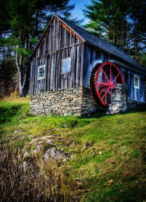 Vermont Surgar Mill With Water Wheel Old Grist Mill Old Country