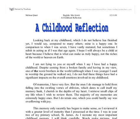 A Childhood Reflection Gcse English Marked By