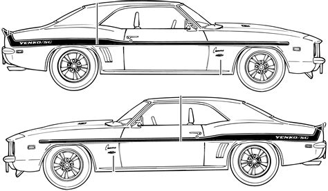 1969 Chevrolet Camaro Yenko Sc Coupe Blueprints Free Outlines