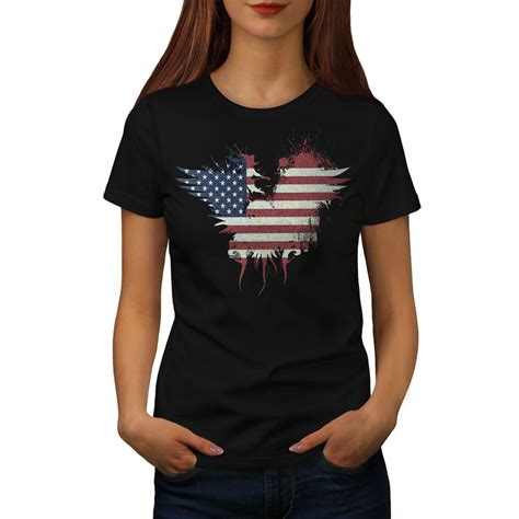 wellcoda flag country american usa womens t shirt usa casual design printed tee ebay