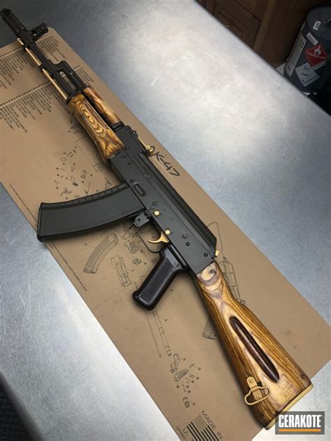 Ak 47 Rifle Cerakoted In H 122 Gold And H 298 Plum Brown By Paul