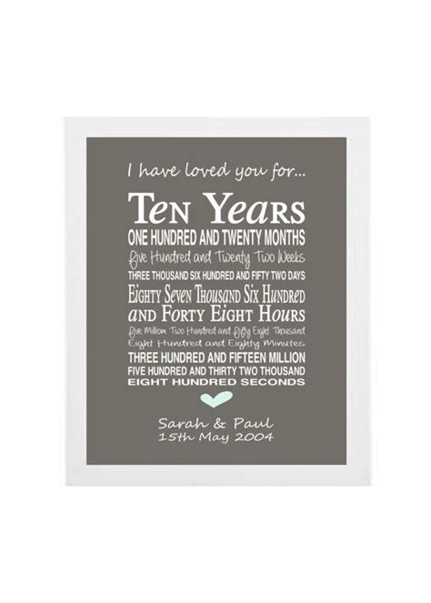 10th anniversary gift personalised by PinkMilkshakeDesigns, £14.95