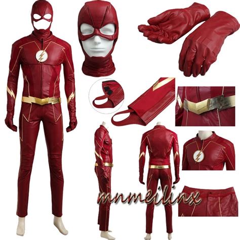 2017 The Flash Cosplay Barry Allen Superhero Costume Halloween Outfit Adult Men Suit All