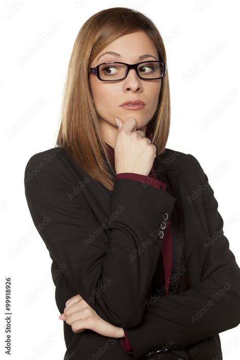 Worried Business Woman Looking With Distrust Foto De Stock Adobe Stock